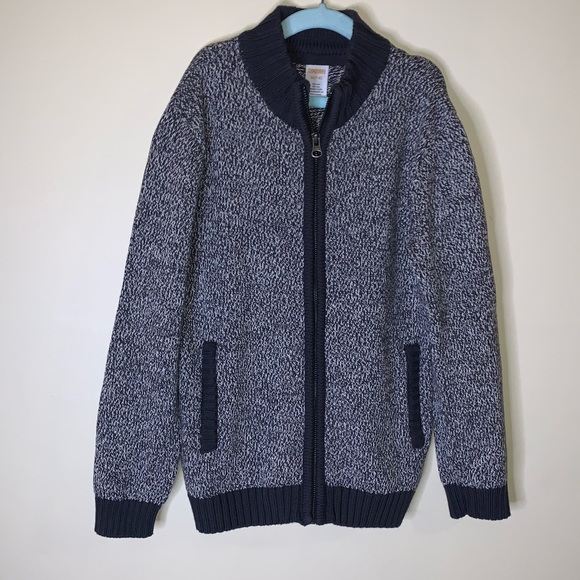 GYMBOREE ZIP CARDIGAN SWEATER JACKET COTTON GRAY WHITE LONG-SLEEVE TOP SHIRT 7-8 - Picture 5 of 11